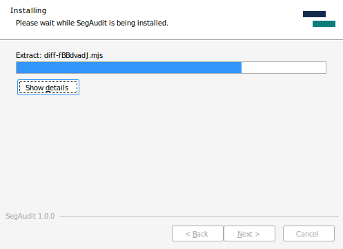 Installing page with a progress bar